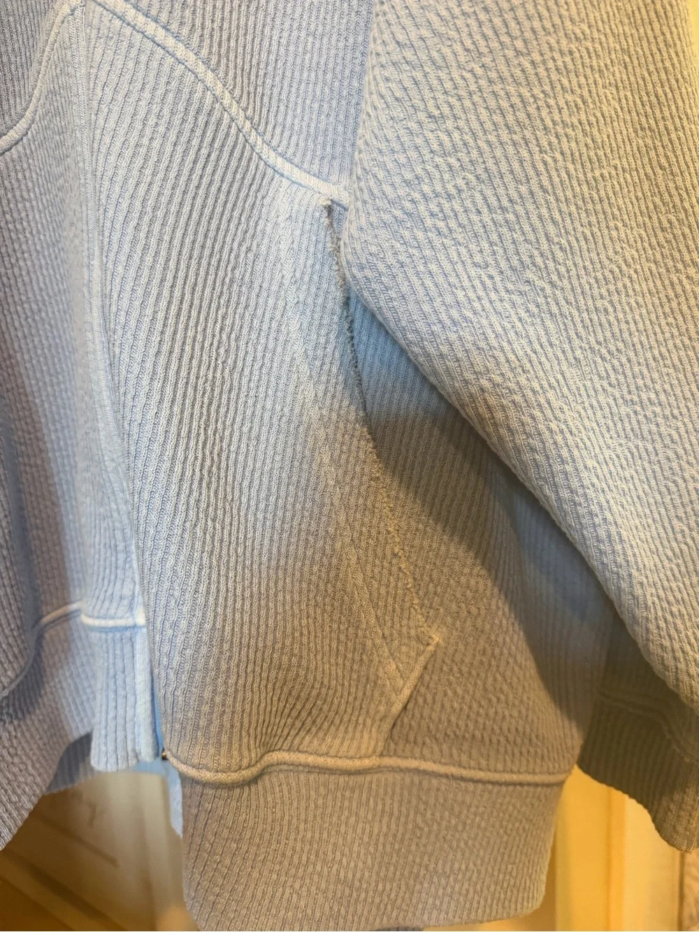 aerie Soft Light Blue Hooded Knit Super Oversized Zip-Up - Picture 2 of 4